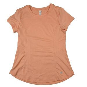 Bally Total Fitness Women's Size Small Light‎ Orange Short Sleeve Shirt